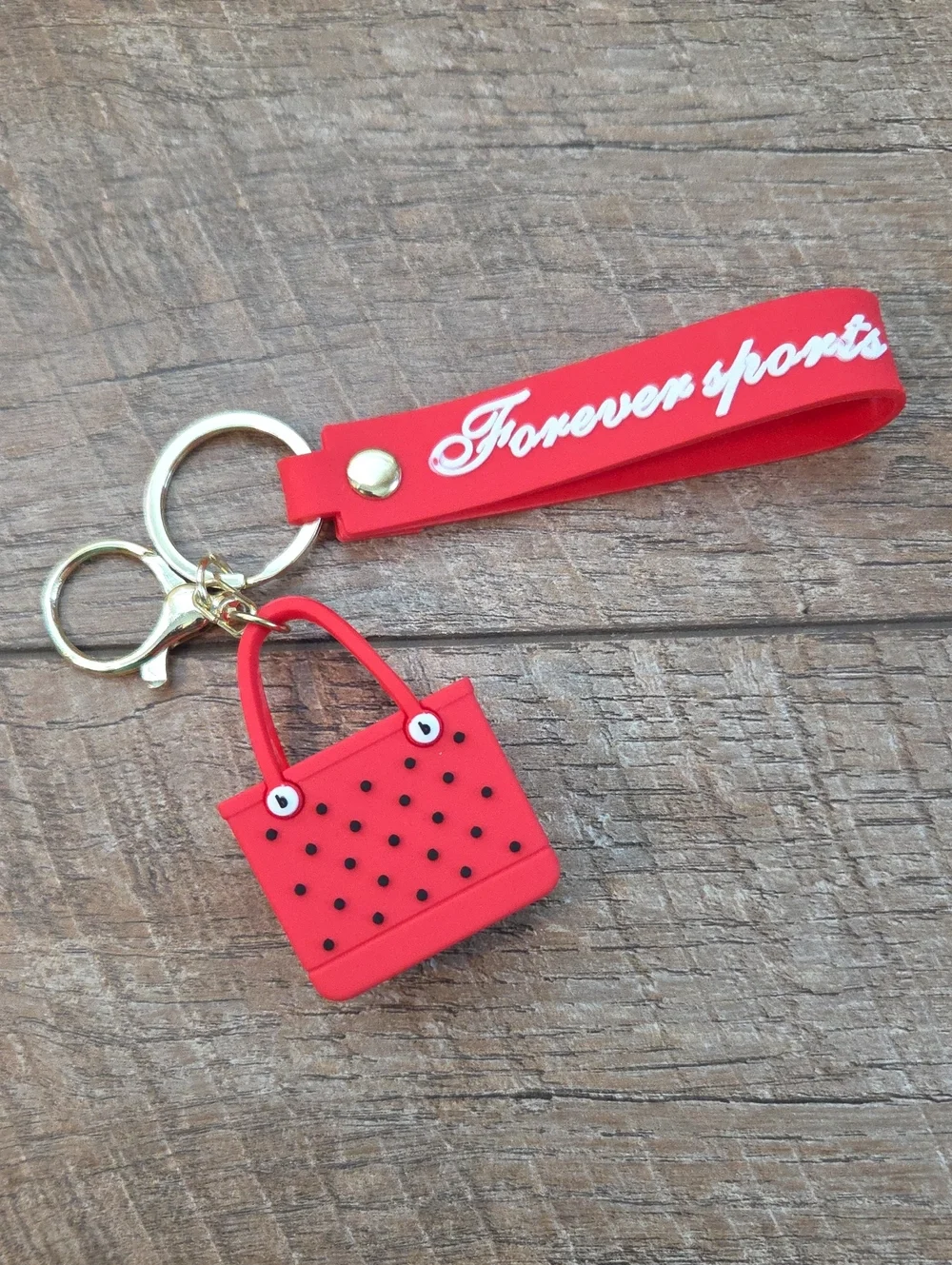 Mini Silicone Tote Bag Keychain - Red
